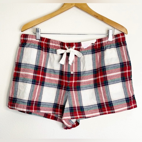 Stars Above Plaid Flannel Pajama Shorts - Picture 1 of 4